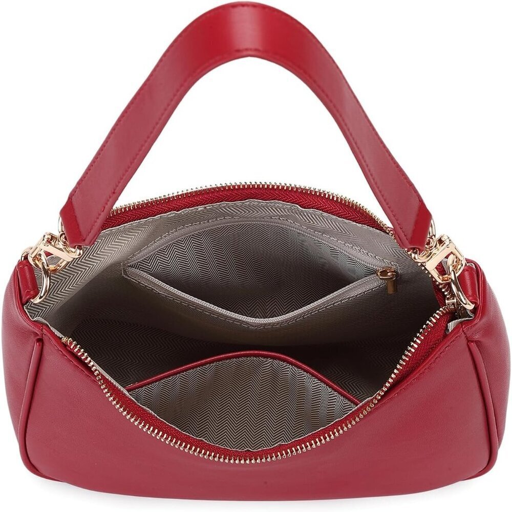 Women Red-G Imported Polyester Pu Leather Zipper Closure Cute Mini Tote Handbag - Picture 5 of 6